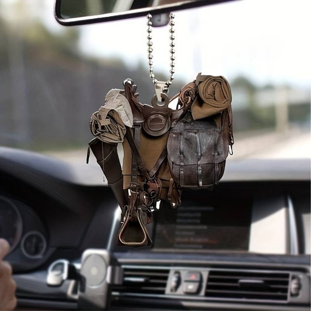 Acrylic Handsome Western Cowboy Car Decor Hanging rearview mirror
